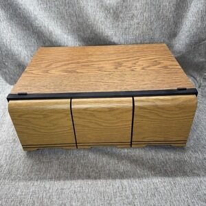Vintage 3 Drawer CD Storage Cabinet Wood Grain Case Holds 36 Tapes